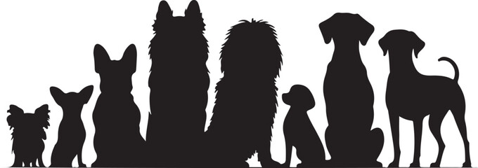 Diverse dog breeds silhouette collection dogs black