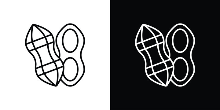 Peanut icon in outline style. Vector.