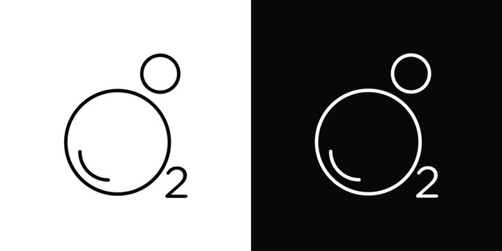 Oxygen O2 icon in outline style. Vector.