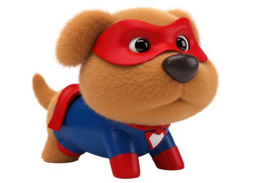 Isolated Adorable Superhero Puppy with Red Mask and Cape - Powered by Adobe