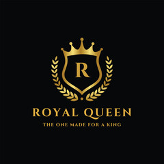 Royal Queen Logo Golden Crown Crest for a Regal Brand 