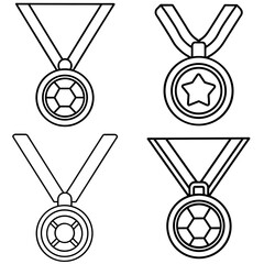 Obraz premium Sports Medal Coloring Page – Achievement Award Line Art Illustration for Kids and Adults
