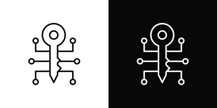 Digital key icon in outline style. Vector.