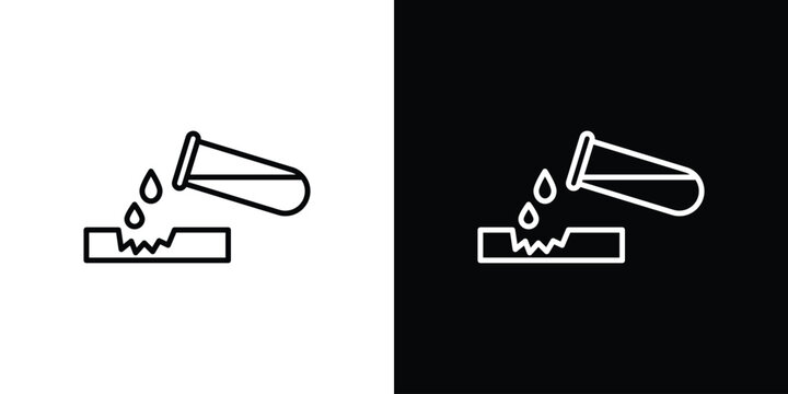 Corrosive substance icon in outline style. Vector.