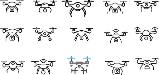 Collection Of Drone  Icons Editable Stroke