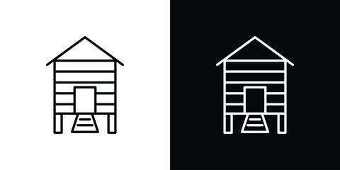 Chicken coop icon in outline style. Vector. © Surya