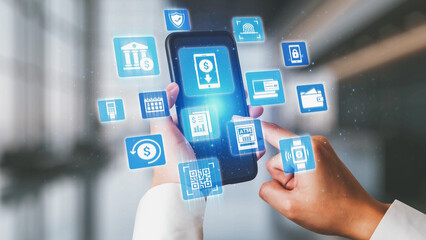 Online banking and digital banking innovation combining finance and technology, optimizing online banking systems, mobile banking services, and fintech for seamless experience. Spire