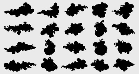 Cloud Silhouette Collection: A collection of cloud silhouettes in a captivating, artistic arrangement, presenting an array of shapes and forms. Evoking the boundless beauty of the sky.