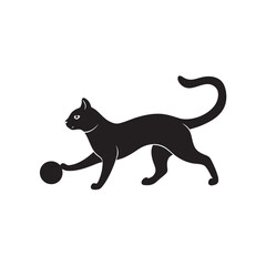 silhouette cat running after a ball