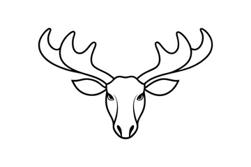 Naklejka premium Elegant Moose Head Line Art Logo Illustration Nature Inspired Design