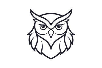 Minimal Line Drawing Owl Head Logo Creative Nature Illustration