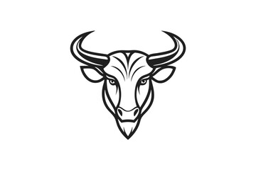 Fototapeta premium Wildebeest Head Minimal Line Logo Vector Illustration