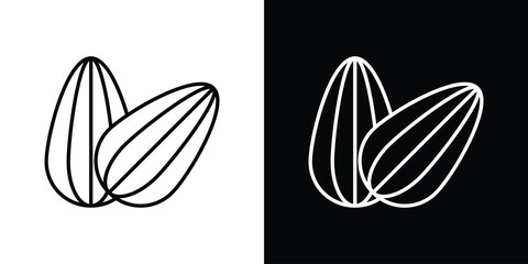Fototapeta premium Almond icon in outline style. Vector.