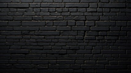 Architectural obsidian: Monolithic wall of dark, weathered bricks. Faint mortar lines, strong raking light, tactile surface. Moody, crisp.
