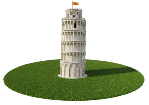Isolated Leaning Tower of Pisa, Italian Landmark