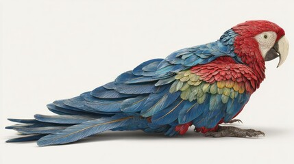 Fototapeta premium Side view of a meticulously crafted parrot