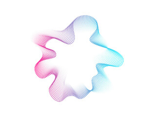 Set of multicolored round abstract sound abstract glowing neon wave dots. Sound curve. Digital equalizer, futuristic technology. Colorful circle for music poster and banner. Vector radial spectrum.