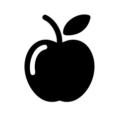 Minimalist Apple Icon with Leaf Simple and Modern Design for Health, Nutrition, and Food-Related Projects in Black and White