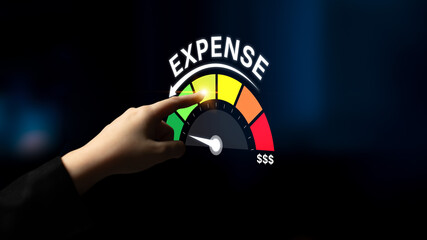 Expense control concept visualizing expense, cost, and spending with emphasis on budgeting, cost...