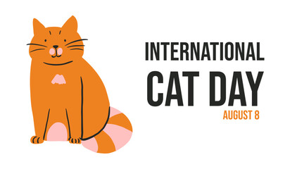 International Cat Day background.  Simple and cute design with ginger cat