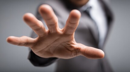Obraz premium Close up of human hand catching businessman, no logos, no brands