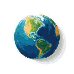 Fototapeta premium earth isolated in White Background, earth vector, Flat lay vector illustration