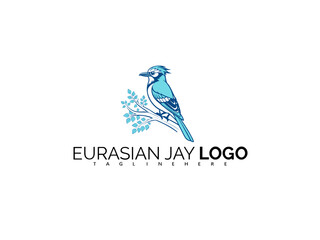 Fototapeta premium Elegant Eurasian Jay Logo Design with Vector Bird Emblem. Ideal for Ornithology Campaigns, Forest Merchandise, Eco-Friendly Products, and Blue Jay Symbol Logos for Branding.
