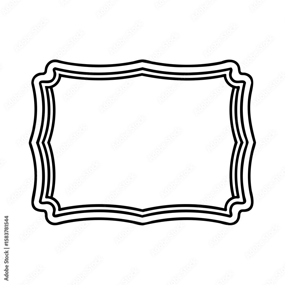 Poster rectangular frame with curved edges triple outlines on a border rectangle