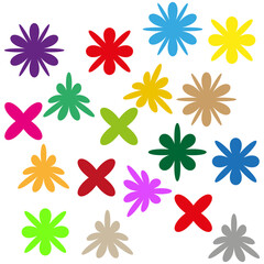 Fototapeta premium Abstract star shapes. Colorful sparkle pattern. Bright burst element. Vector festive design