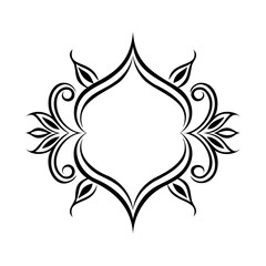 Floral frame design with symmetrical leaves curved lines on border ornament