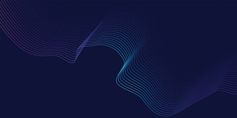 Dynamic Gradient Wavy Line Background on Dark Blue with Abstract Flow Design
