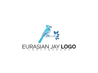 Clean Eurasian Jay Logo Design in Sophisticated Vector Format. Blue Bird Icon for Nature-Based Businesses, Forest Branding, Outdoor Gear Packaging, and Wildlife Logo Use.

