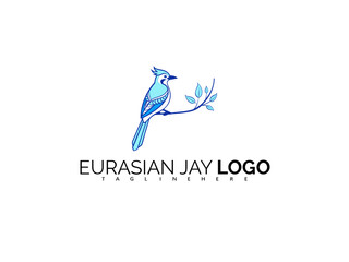 Obraz premium Elegant Eurasian Jay Logo Design Featuring a Blue Bird Icon. Vector Style for Bird-Themed Branding, Eco-Friendly Packaging, Nature Adventure Identity, and Ornithology Logos.