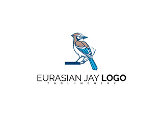 Premium Vector Eurasian Jay Logo Design for Bird-Centric Branding. Elegant Bird Mascot for Forest Stores, Nature Lodges, Eco Packaging, and Wildlife Identity Concepts.

