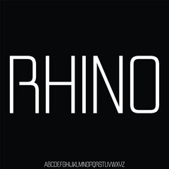 Modern strong rhino condensed alphabet display font vector illustration