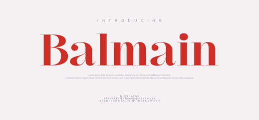 Balmain Elegant alphabet letters font logo. Typography luxury classic lettering serif fonts decorative wedding vintage retro logos, design for fashion,beauty shop and brand . vector illustration
