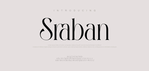 Sraban Minimal luxury font alphabet logo. Typography beauty fashion elegant minimalist serif italic fonts decorative wedding vintage retro logos. vector illustration
