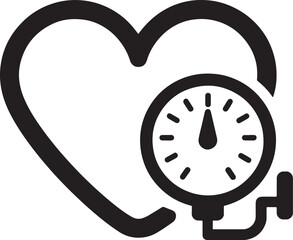 blood pressure gauge with love shape silhouette line art design illustration premium quality