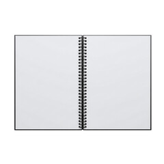 Open spiral notebook with blank pages