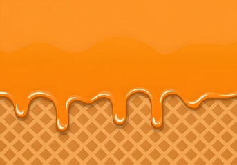 Delicious Drizzling Caramel Sauce Over Golden Waffle Texture: A Sweet Treat for Your Taste Buds