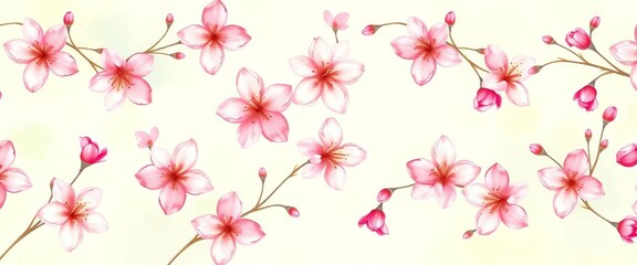 Delicate watercolor spring blossoms forming a seamless repeat pattern, springtime, pretty