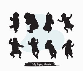 Baby sleeping silhouette art vector design