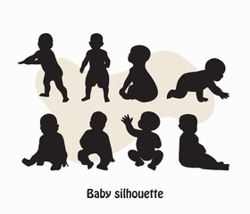 vector baby silhouettes in various Poses