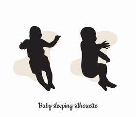 Baby sleeping silhouette art vector design