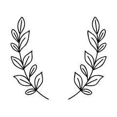 Two symmetrical leaf branches with leaves on simple foliage plant