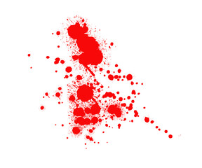 Red Ink Splatter with Drip Effect on Transparent Background