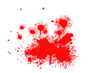 Red Ink Splatter with Distressed Texture on Transparent Background