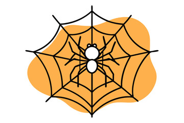 Fototapeta premium Spooky Spider Web Halloween Decoration Line Drawing Vector