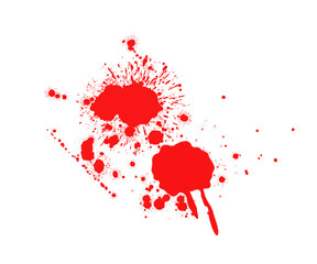 Red Paint Splatter with Dripping Effect on Transparent Background