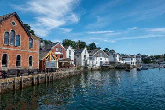 A view along the waterfront in Fowey, a popular village in Cornwall.